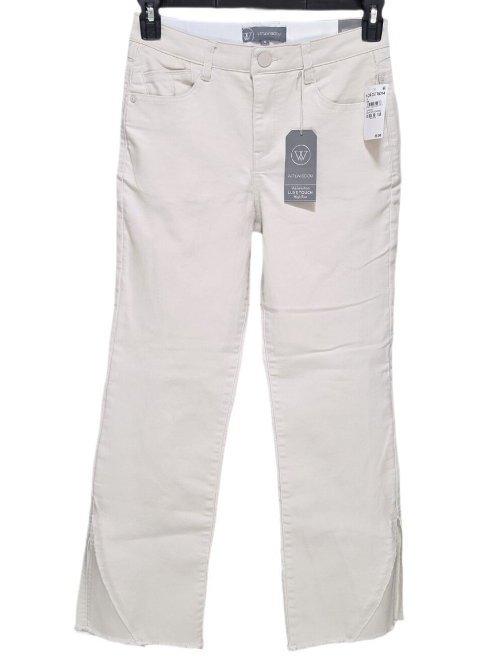 Wit & Wisdom Crop Barely Bootcut Jean Curved Fray Slit Hem High Rise Ab Solution
